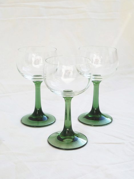 vintage green wine glasses set 1