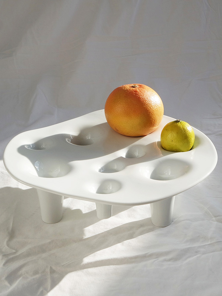 Willem Noyons porcelain fruit bowl candle holder fire and fruit