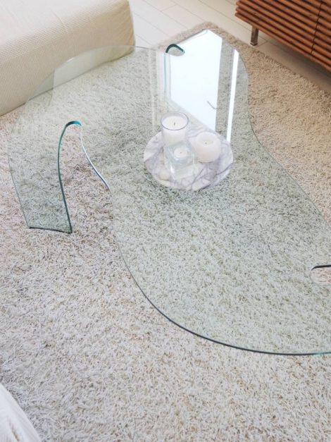 Fiam Italia ‘Eco’ curved glass coffee table by Hans von Klier